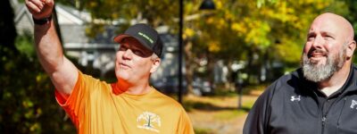 Jeff Van Meter, owner of Top Notch Tree, providing professional tree consultation and assessment on South Shore property.